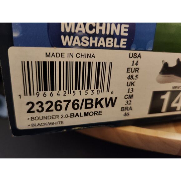 Skechers Bounder 2.0 Balmore no-tie shoes | Men’s Size 14 Black White - Picture 3 of 14